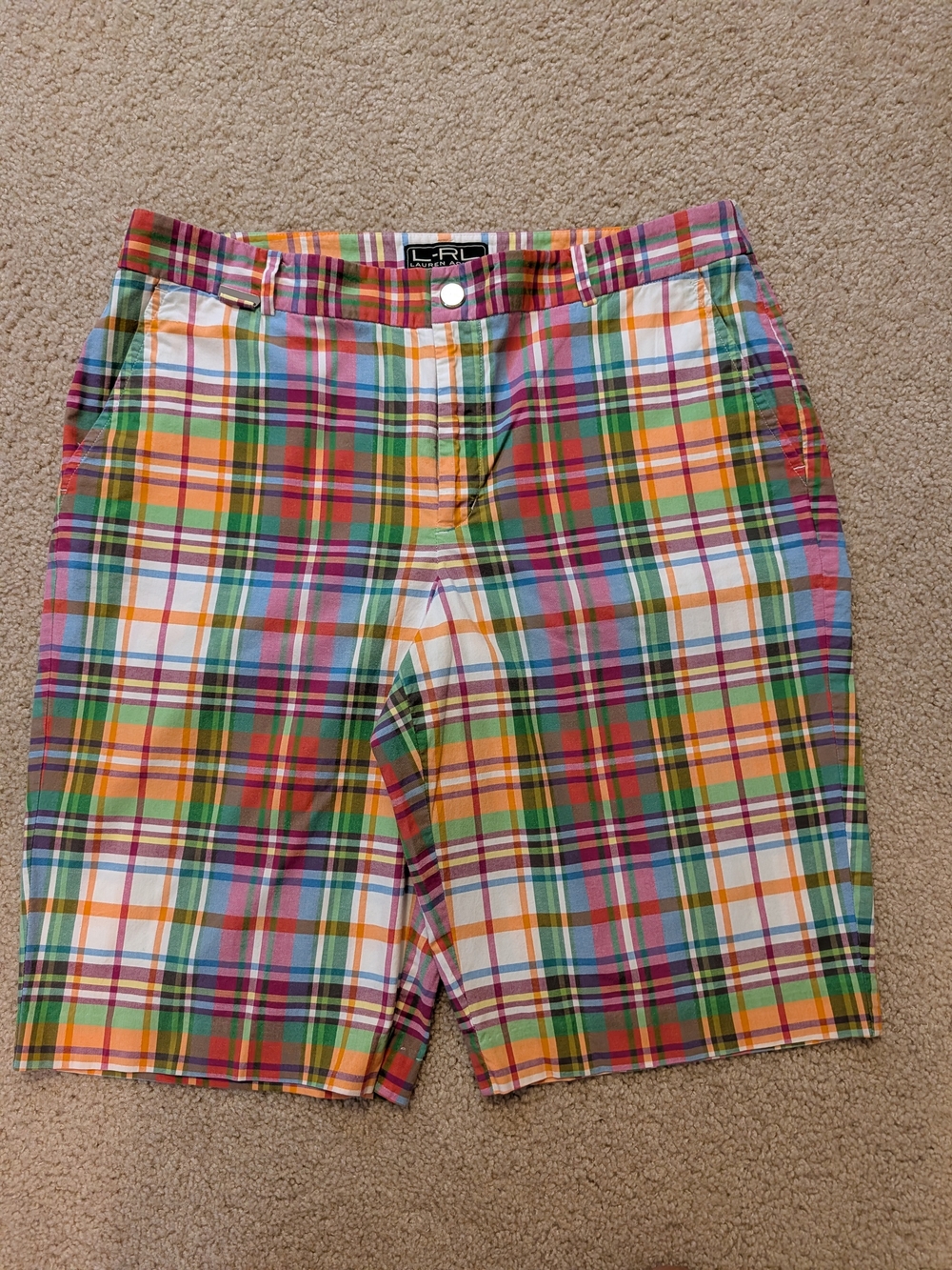 Ralph Lauren Active Multi-Color Plaid Flat Front Women's Bermuda Shorts Preppy